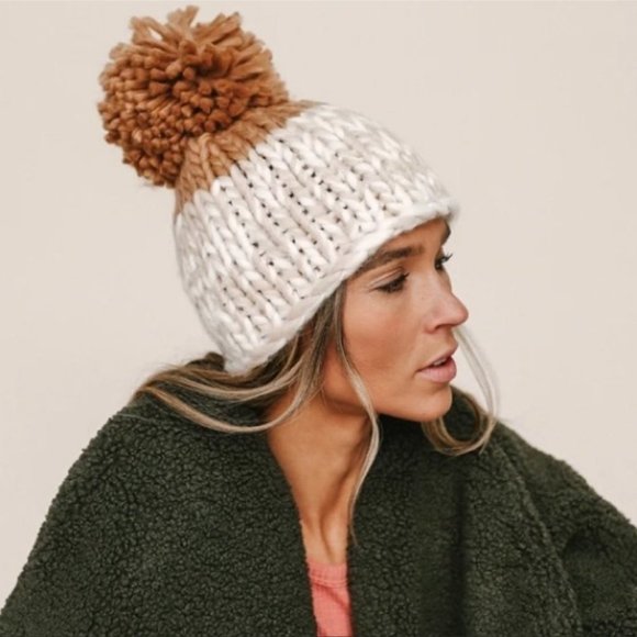 Free People Cozy Up Color Block Beanie with Pom Pom - Picture 2 of 6